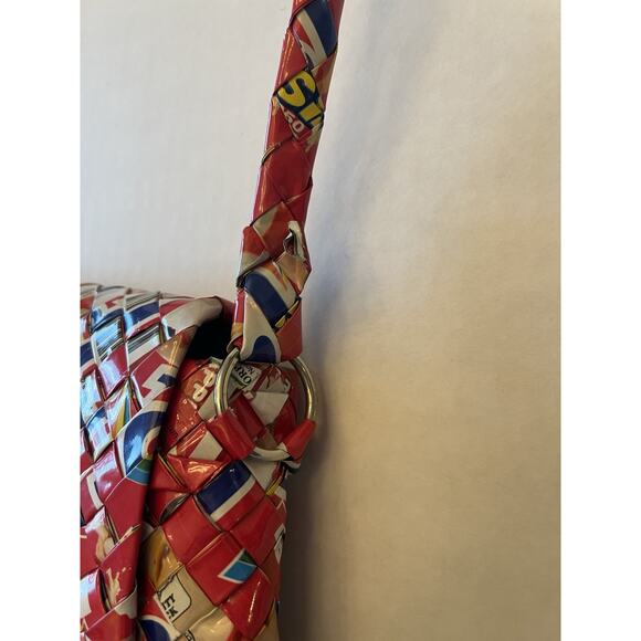 Half The Sky Designs Rebagz Candy Wrappers Red Shoulder Bag Purse - Picture 3 of 11